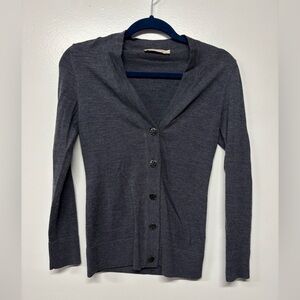 Tory Burch Dark Gray 100% Merino Wool Button Front Cardigan Size XS